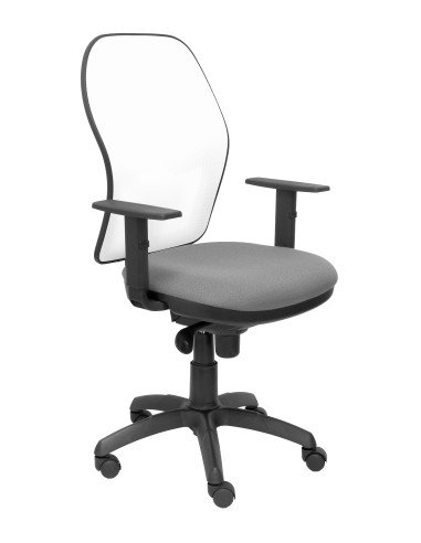 Silla  Jorquera malla blanca asiento gris claro
