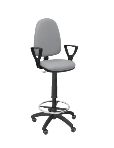 Taburete Ayna bali gris claro brazos fijos ruedas de parqué