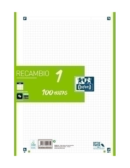 RECAMBIO OXF. A4 100h 4 TAL. CD.5 VERDE