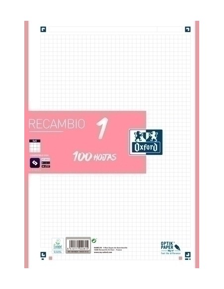 RECAMBIO OXF. A4 100h 4 TAL. CD.5 CHICLE