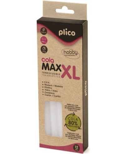 Blister 12 barritas max xl cola termofusible diametro 115mm x 200mm de longitud