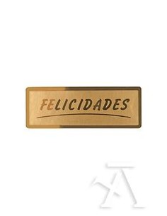 Rollo 300 etiquetas felicidades stamping 50x18 oro