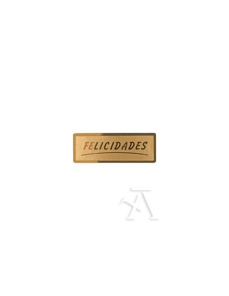 Rollo 300 etiquetas felicidades stamping 50x18 oro