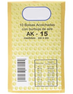 Paq 10 bolsa kraft acolchadas ak 15 220x265mm autoadhesivo sam