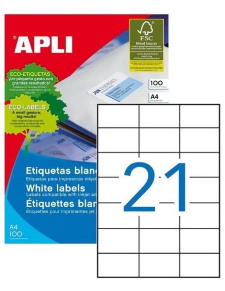 C 100 HOJAS ETIQUETAS FT IM 70X424 APLI CANTOS RECTOS