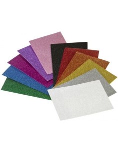 Pack 3 laminas goma eva color naranja efecto purpurina 40x60