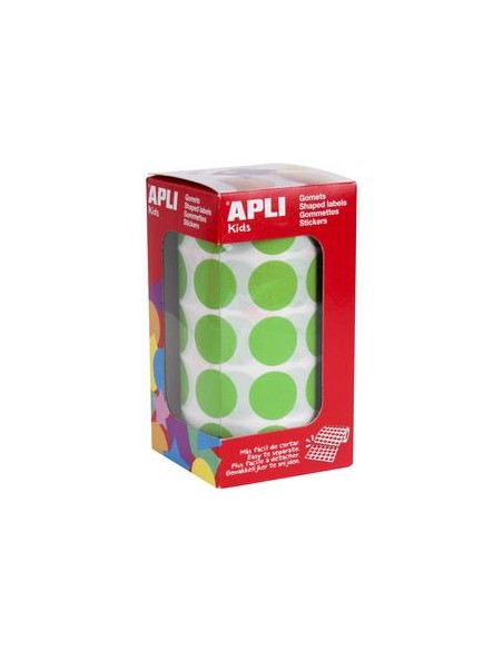 ROLLO GOMETS REDONDO VERDE CLARO AUTOADHESIVOS 20MM