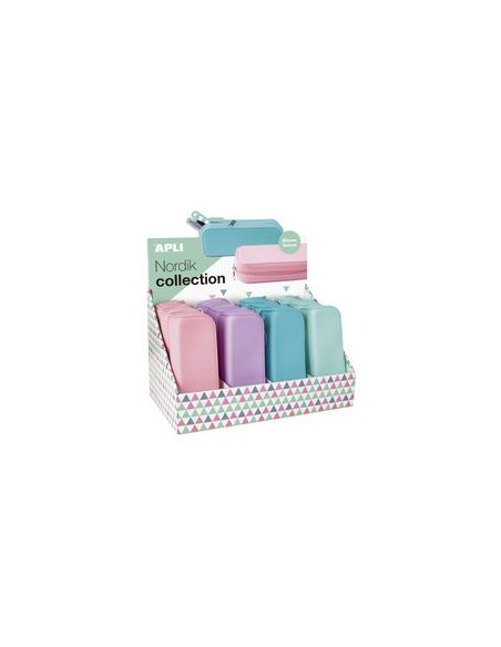 Exp 12 portatodo rectangular silicona 18x7x5cm cololres pastel