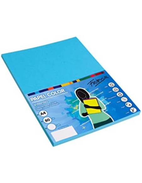 PAQUETE A4 100H 80G COLOR AZUL CLARO FABRISA