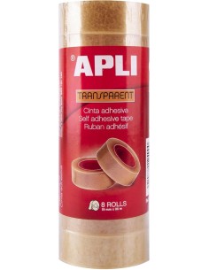 Paq 8 rollos cinta adhesiva 33mmx19mm transparente apli