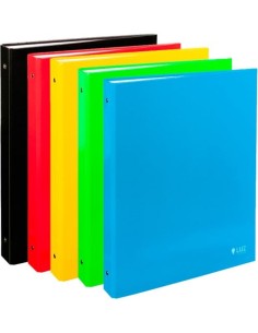 C 10 carpeta a4 4 anillas 25mm carton forrado colores surtidos serie luz