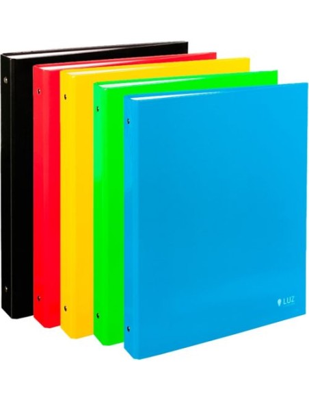 C 10 carpeta a4 4 anillas 25mm carton forrado colores surtidos serie luz