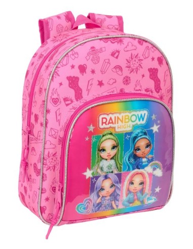 MOCHILA INFANTIL ADAPTABLE CARRO RAINBOW HIGH SHINE 28x34x10cm