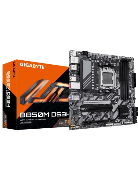 B850M DS3H Placa Base - Procesadores AMD Ryzen Serie 9000, 16+2+2 fases VRM digitales, hasta 8200MHz DDR5 (OC), 1xPCIe 5.0 + 1xP