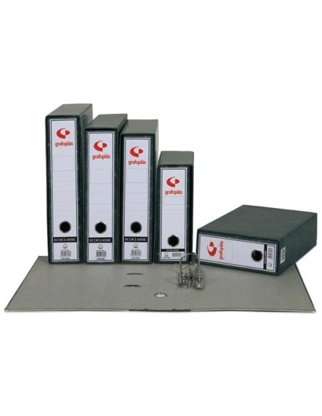 GRAFOPLÁS ARCHIVADOR PALANCA ECOCLASSIC 65MM FOLIO CARTÓN FORRADO JASPEADO GRIS PLOMO