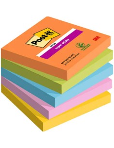 7100258933 nota autoadhesiva Plaza Azul, Verde, Naranja, Rosa, Amarillo 90 hojas Autoadhesivo