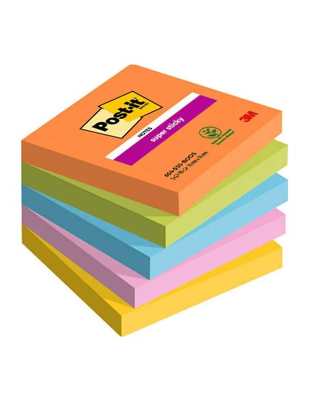 7100258933 nota autoadhesiva Plaza Azul, Verde, Naranja, Rosa, Amarillo 90 hojas Autoadhesivo