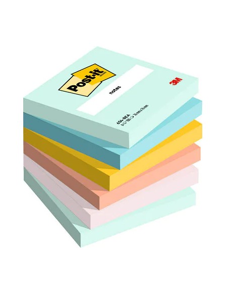 654-6-BEA nota autoadhesiva Plaza Azul, Verde, Naranja, Rosa, Amarillo 100 hojas Autoadhesivo