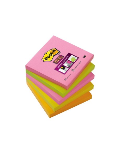 654S-N nota autoadhesiva Plaza Verde, Naranja, Rosa, Amarillo 90 hojas Autoadhesivo