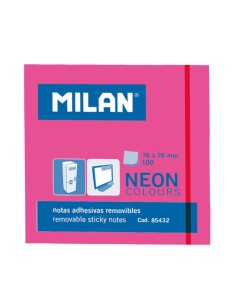 MILAN BLOC NOTAS ADHESIVAS 100 HOJAS 76X76MM ROSA NEÓN -10U-