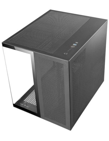 MC-NOVAM, Caja Compacta Custom MicroATX, Doble Ventana Cristal Templado Continuo, Estructura Modular Doble Cámara, Rejilla Front