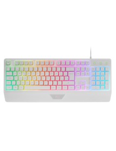 MK124, Teclado Ergonómico H-Mech, Reposamuñecas Integrado, Iluminación FRGB Rainbow, Teclado Gaming Antighosting Avanzado, Tecla