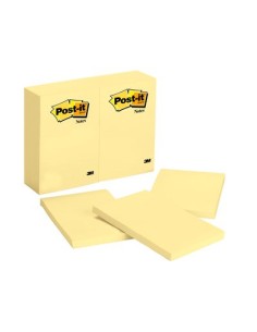 Notes, 4 in x 6 in, Canary Yellow, 12 Pads/Pack nota autoadhesiva Amarillo 100 hojas Autoadhesivo