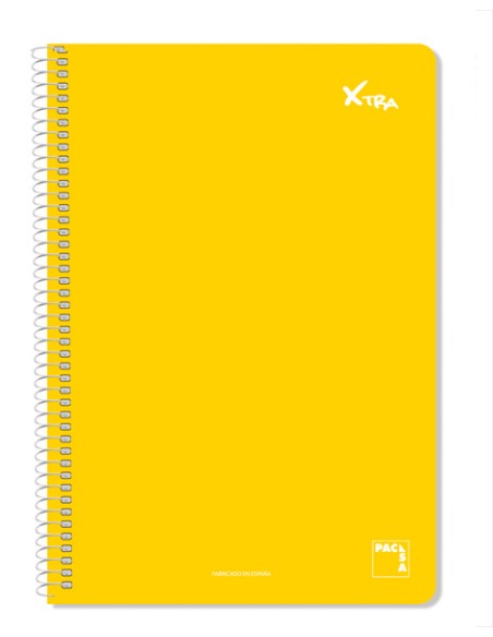 CUADERNO SERIE XTRA 60GR.TAPA CONTRACOLADA FOLIO (215X310MM.) 80 HOJAS CUADRÍCULA 4X4 COLOR AMARILLO PACSA 16050