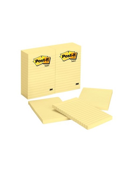 Notes, 4 in x 6 in, Canary Yellow, Lined, 12 Pads/Pack nota autoadhesiva Amarillo 100 hojas Autoadhesivo