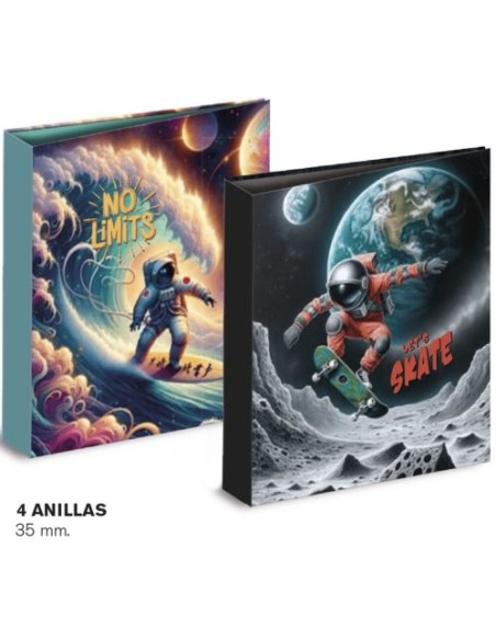 CAJA 2 CARPETAS 4 ANILLAS SPACE SURTIDAS