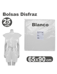 Pack 25 bolsas de plastico para disfraces 65x90cm color blanco