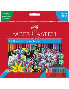 Estuche 60 lapices hexagonales colores surtidos faber castell