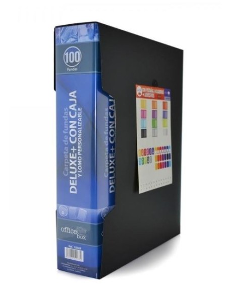 carpeta 100 fundas a4 deluxe con caja y lomo personalizable