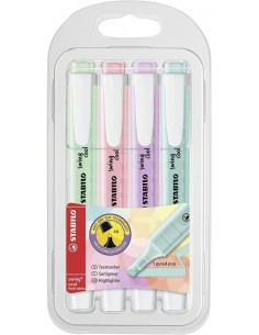 ESTUCHE 4 MARCADORES FLUORESCENTES STABILO SWING PASTEL