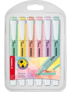 Estuche 6 marcadores fluorescentes stabilo swing cool pastel
