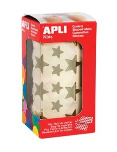 ROLLO GOMETS ESTRELLA METALIZADA ORO AUTOADHESIVOS