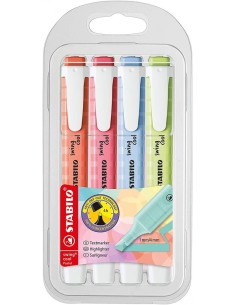 Estuche 4 marcadores fluorescentes stabilo swing cool pastel colores nuevos