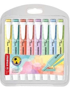 Estuche 8 marcadores fluorescentes stabilo swing cool pastel colores nuevos