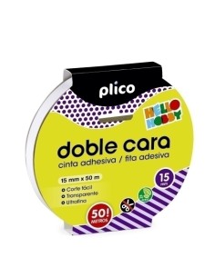 CINTA ADHESIVA DOBLE CARA PLICO 15x50 - Pack de 8 unidades