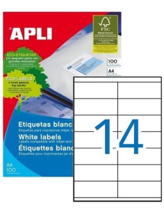 C 100 HOJAS ETIQUETAS FT IM 105X40 APLI CANTOS RECTOS