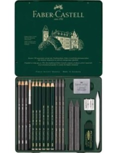 Caja metalica 19 piezas pitt grafito faber castell