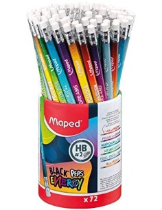 Bote 72 lapices de grafito hb con goma black peps energy