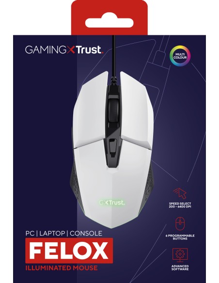 GXT 109W Felox ratón mano derecha USB tipo A Óptico 6400 DPI