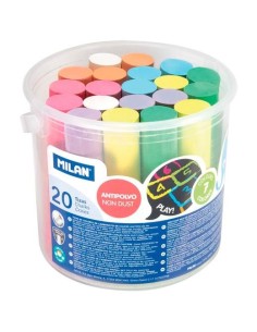 MILAN TIZAS ANTIPOLVO MAXI CARBONATO CÁLCICO COLORES SURTIDOS -BOTE 20U-