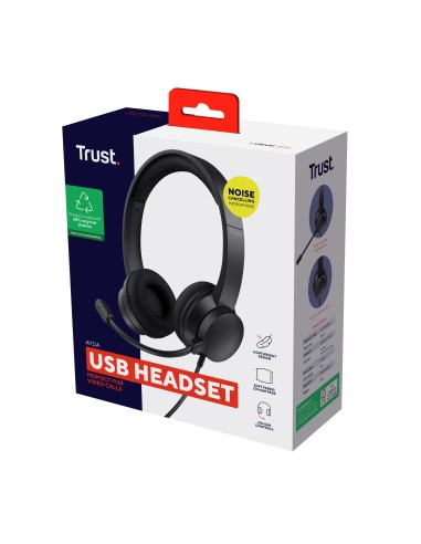 Ayda Auriculares Alámbrico Diadema Llamadas/Música USB tipo A Negro