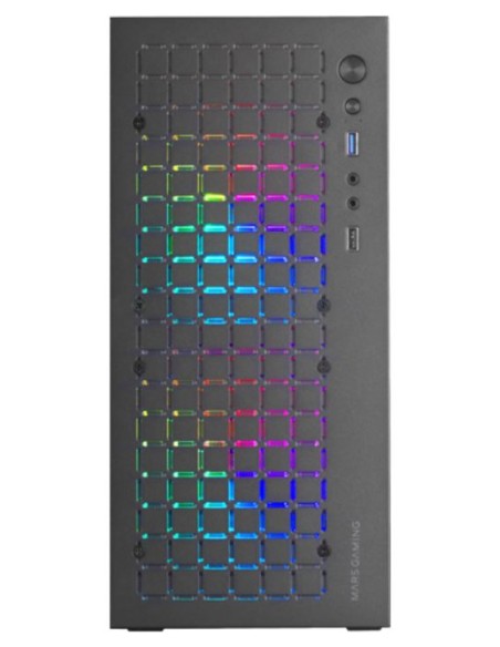 MC-CORE, Caja Gaming Compacta MicroATX, Diseño Frontal Metal-Mesh, Ventana Lateral Completa, 2x Ventiladores FRGB 120mm, Negro