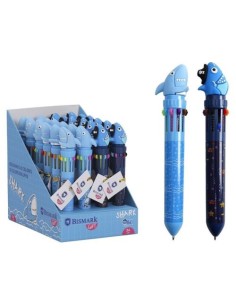 EXP 24 BOLIGRAFOS 10 COLORES TIBURON