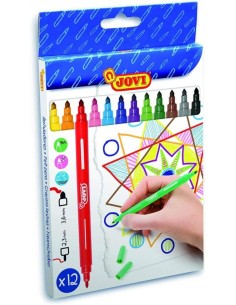 ESTUCHE 12 ROTULADORES JOVI PUNTA DOBLE FINA GRUESA