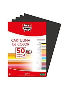 PAQ 50 CARTULINAS FIXO A4 180G NEGRO