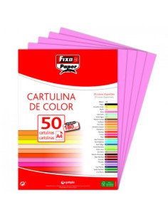 PAQ 50 CARTULINAS FIXO A4 180G ROSA